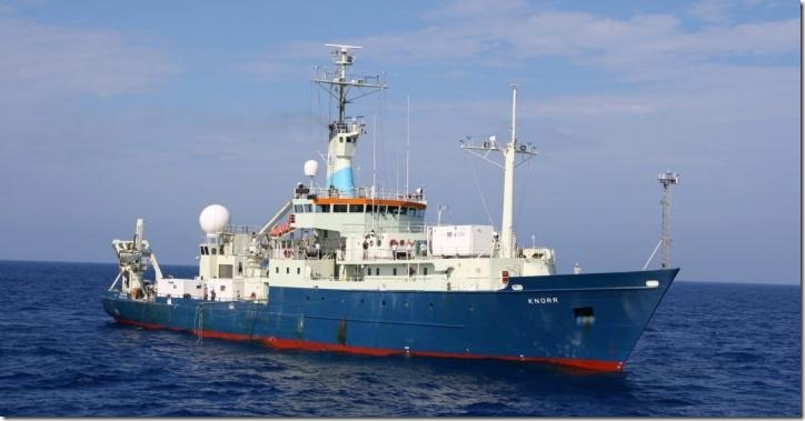 The RV Knorr was operated by Woods Hole Oceanographic Institution from 1970-2016. It was used on the GEOTRACES expeditions in 2010-2011 during which iron aerosol samples were collected for the study led by the USF College of Marine Science. Credit: University of South Florida