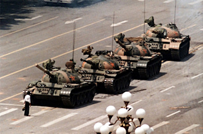 Man standing up to a Tank in Tiananmen Square
