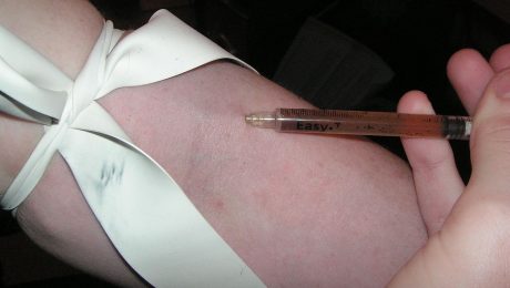 Injecting illegal drugs