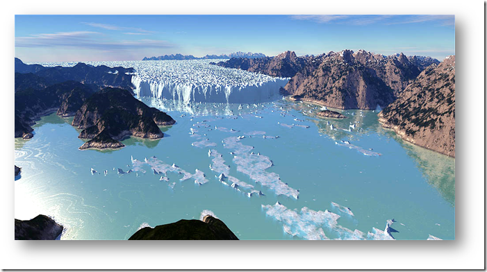 Computer rendering of the Ice-Dam of Glacial Lake Missoula (Tom Davis)