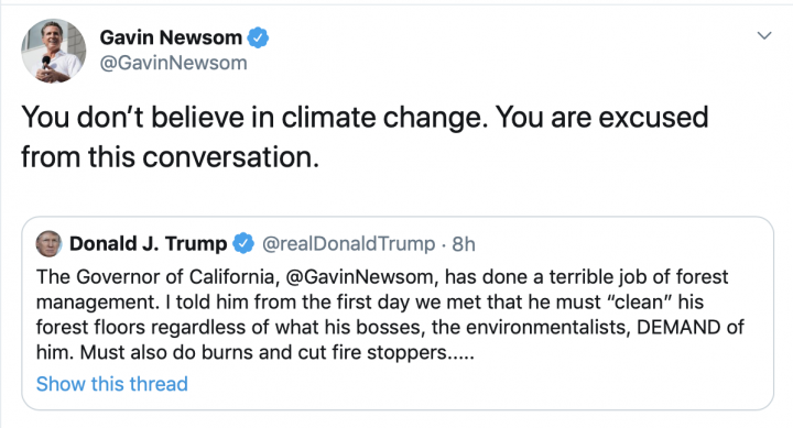 Gavin Newsom to President Trump Tweet